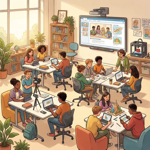 Dynamic 21st Century Classroom Illustration
