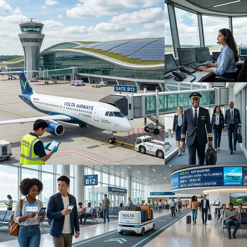 Futuristic Travel Scene | Innovative Airport and Employees