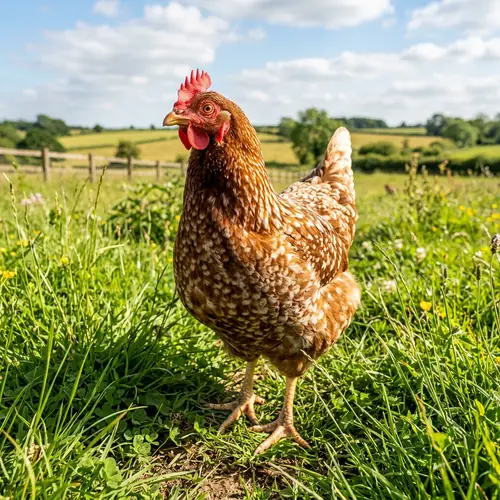 Stunning Hen in Vibrant Green Field