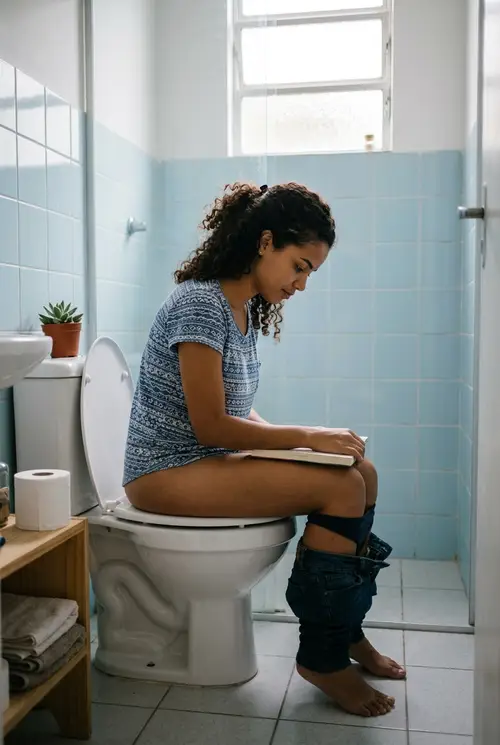 Brazilian Woman in Toilet: A Candid Moment