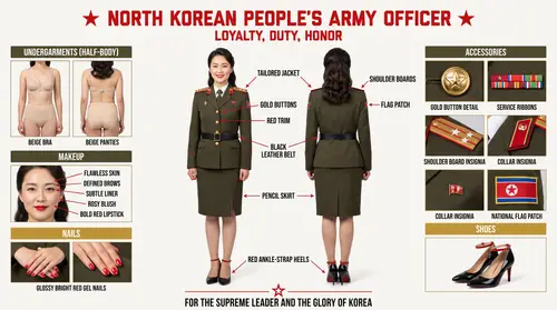 North Korean Army Female Officer Uniform Breakdown