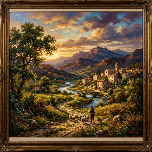 Vibrant Traditional Oil Painting with Depth