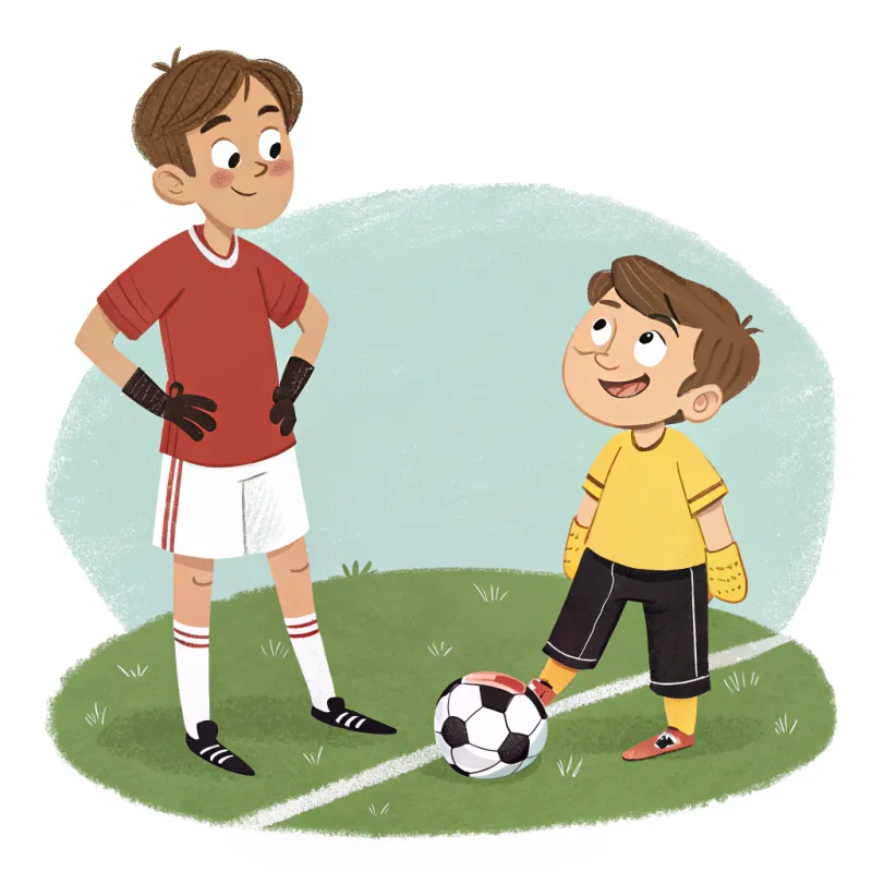 Pixar Style Drawing of Kids Playing Soccer