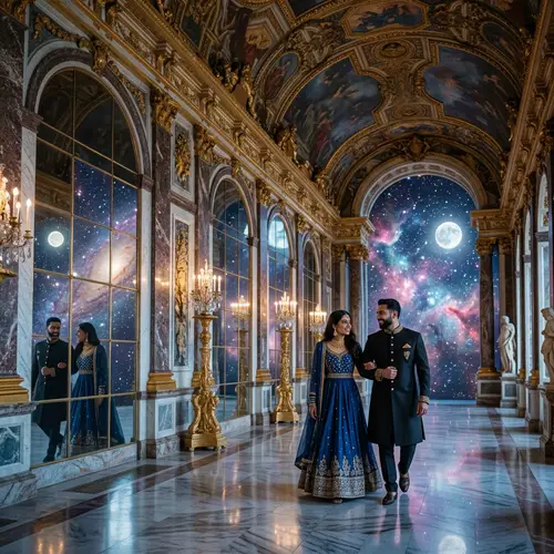 Moonlit Hall of Mirrors: A Dreamy Stroll