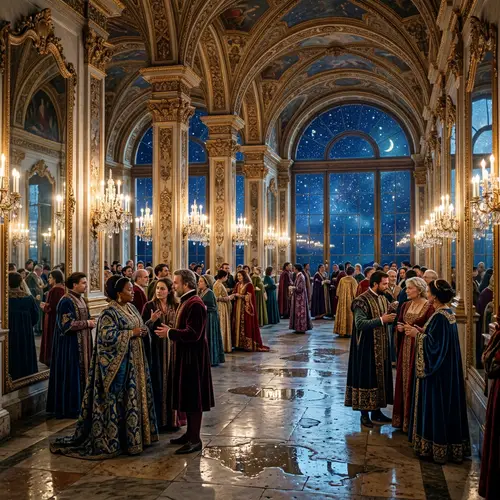 Stunning Hall of Mirrors with Celestial Background