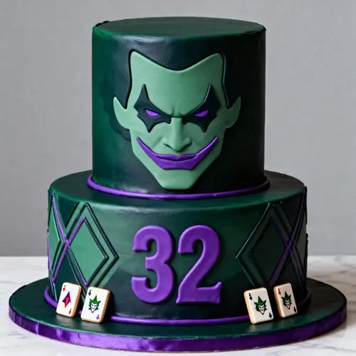 Joker Themed Adult Birthday Cake | Dark Green & Purple