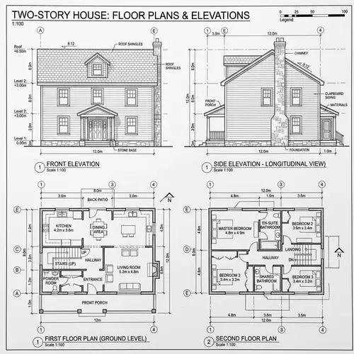 Floor Plans of a Two-Story House