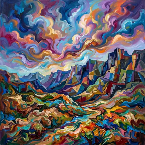 Dynamic Mountain Landscape | Abstract Style Art