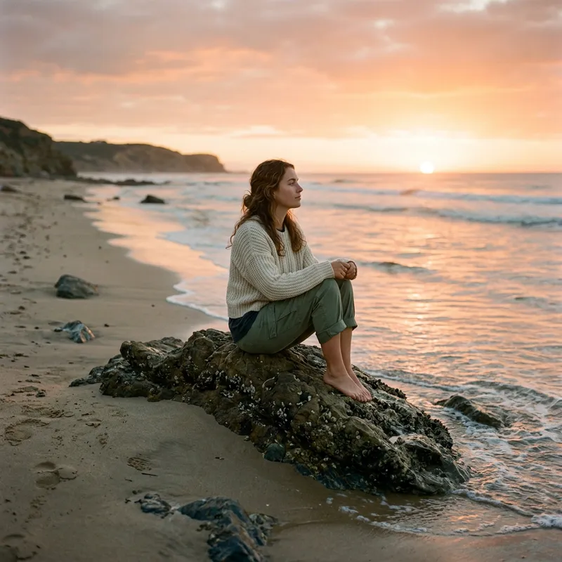 Beautiful Women Enjoying Sunrise at the Beach