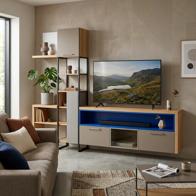 Modern TV Unit | Sleek Design with Earth Tones & Functional Style