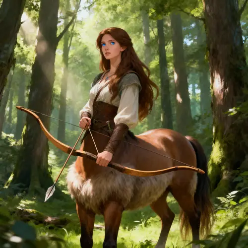 Majestic Female Centaur in Enchanting Forest Scene