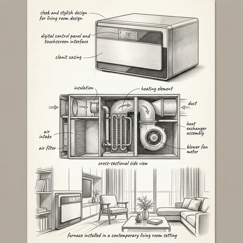 Modern Home Furnace Sketch | Stylish Design for Living Rooms