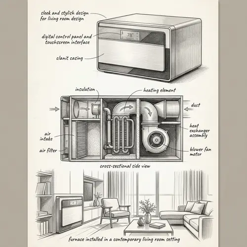 Modern Home Furnace Sketch | Stylish Design for Living Rooms