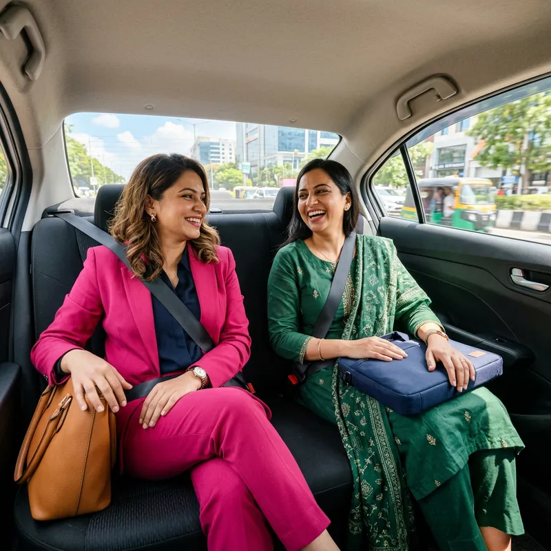 Professional South Asian Women Enjoying Sunny Day Ride Home