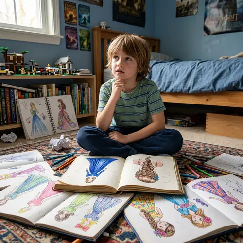 Young Boy's Imaginative Journey into Womanhood