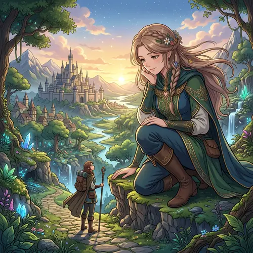 Elegant Anime Giantess in Mythical Realm