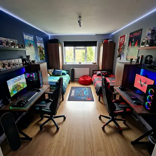 Stylish Gaming Room Design for Two Boys