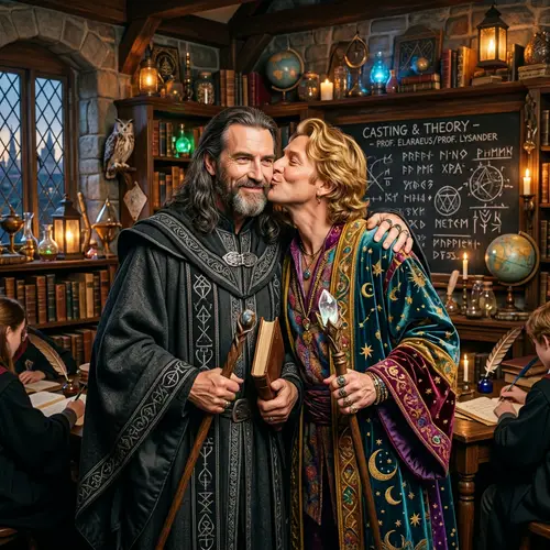 Wizard Professors at Magical School - Enchanting Scene