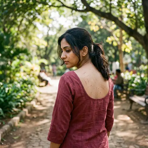 South Asian Female with Scratches on Her Back