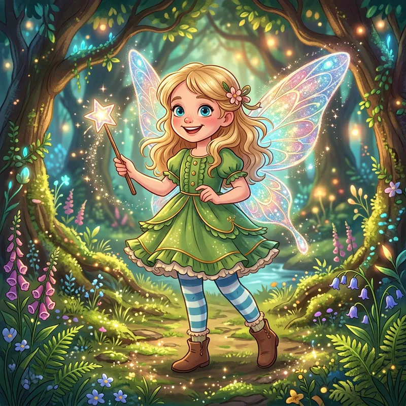 Youthful Girl with Butterfly-like Wings and Wand | Fantasy Art