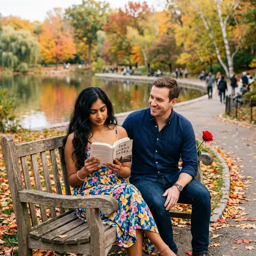 Young Woman Reading Book on Park Bench | Romantic Park Scene