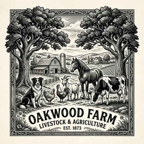 Classic Farm Landscape Logo Design for T-Shirts