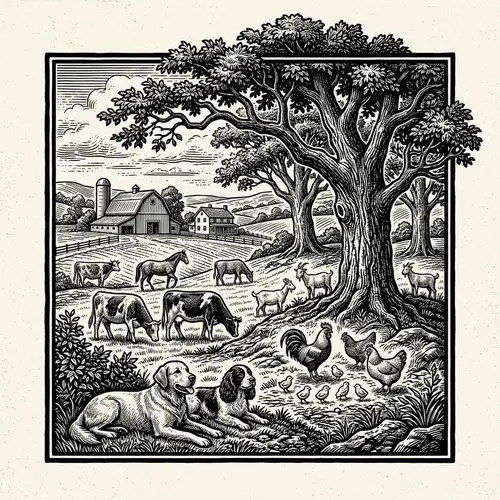 Vintage Farm Landscape T-Shirt Design