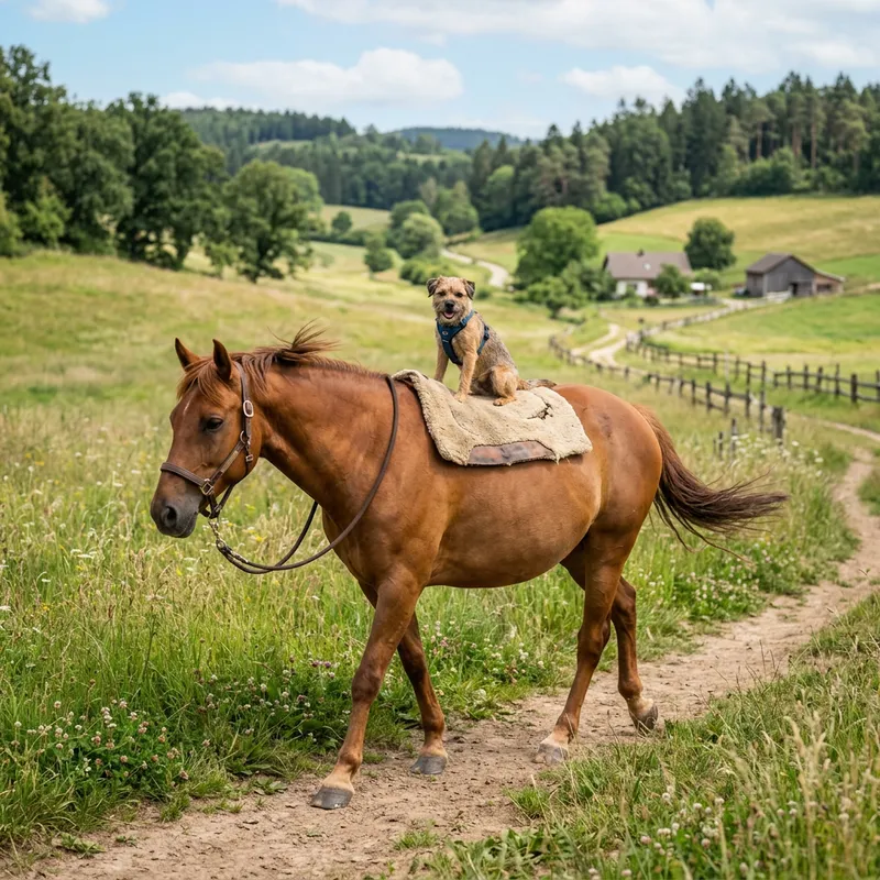 Dog Riding Horse - Unlikely Duo