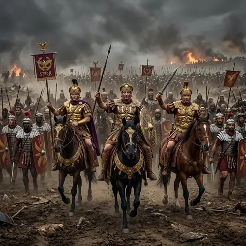 Spectacular Roman Emperors on Horses Lead a Multinational Army in Ancient Warfare