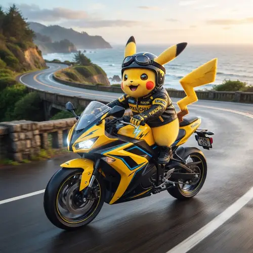 Pikachu Riding a Motorcycle: Adorable Adventure