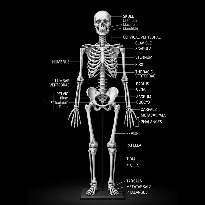 Realistic Human Skeleton Illustration - Detailed Anatomy Bones Drawing
