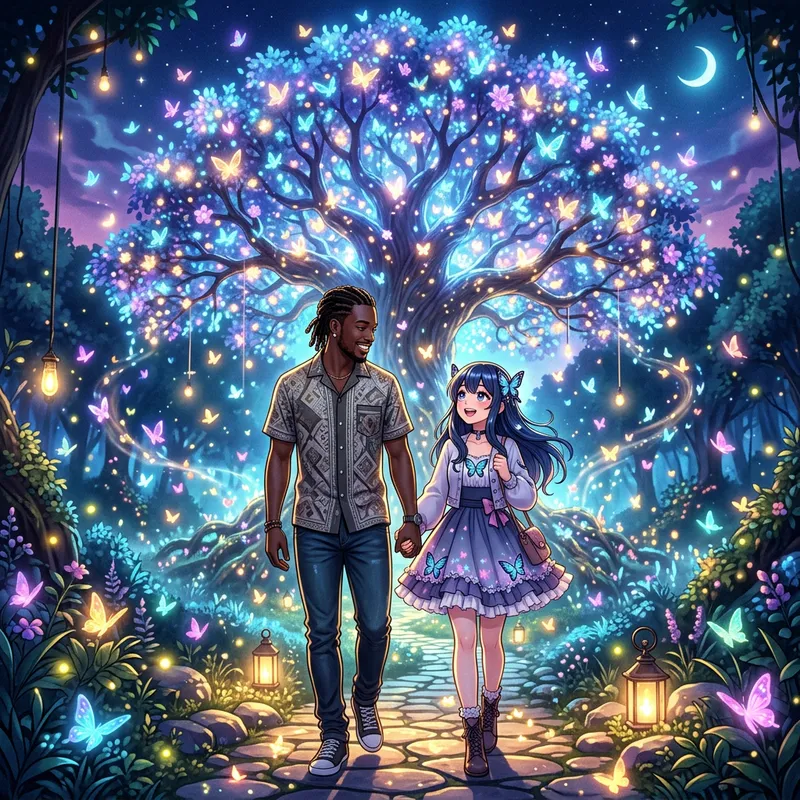 Anime Butterfly Dream: African Boyfriend & Girlfriend