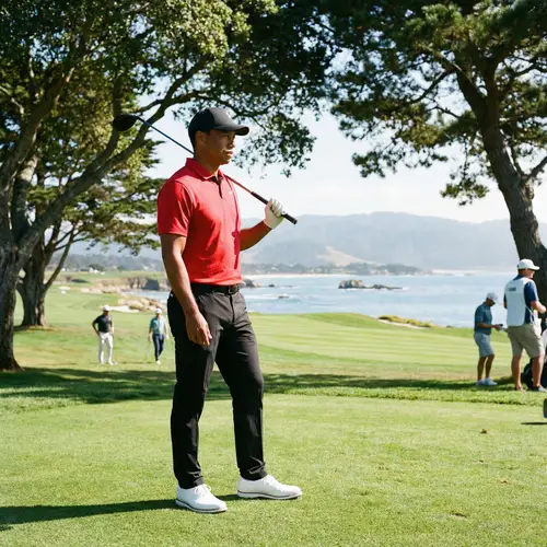 Hispanic Golfer in Intense Concentration at Golf Course