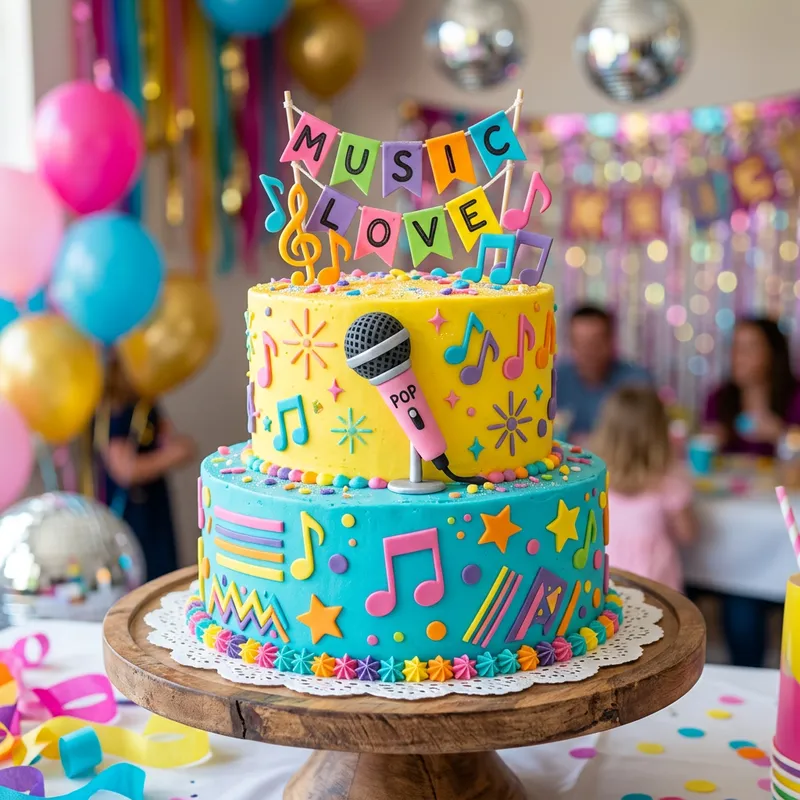 BTS Inspired Easy Cake Design: Microphone, Music Notes & Funky Patterns