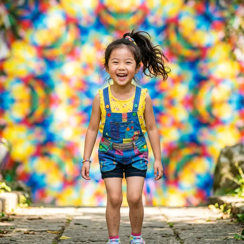 Girl with Bright Color Filter Background Girl with Bright Color Filter Background