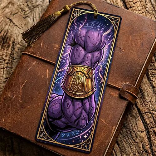 Majestic Purple Arm Gauntlet with Gemstones - Animated Bookmark Design