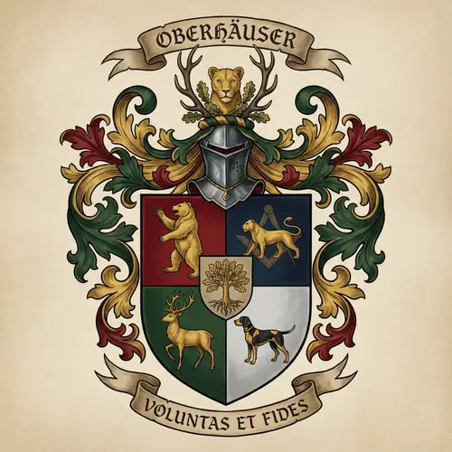 Oberhäuser Family Crest: Gothic Heraldry Design