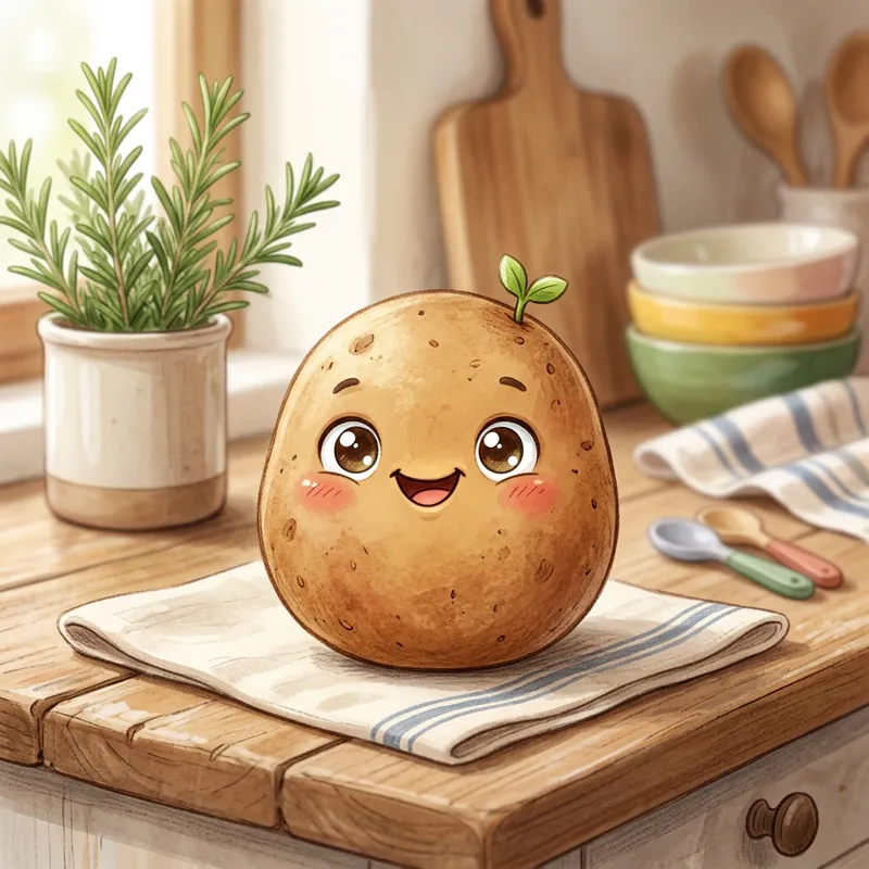 Adorable Baby Potato Illustration - Delightful Expression