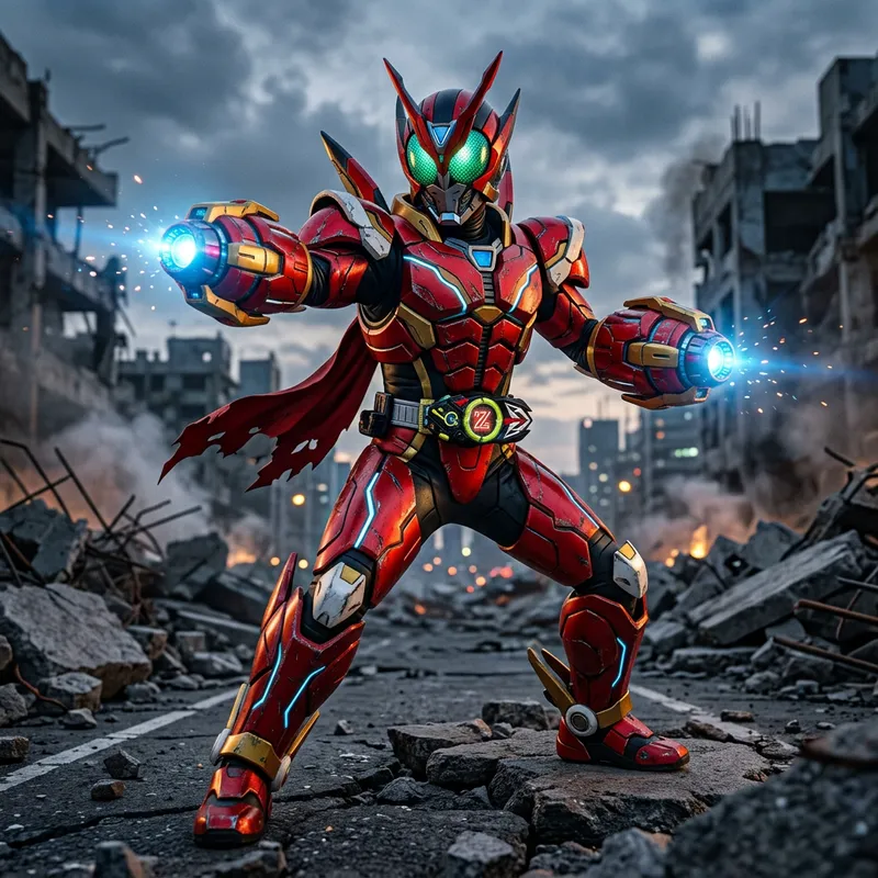 Red Tokusatsu Hero: Kamen Rider & Mega Man Fusion