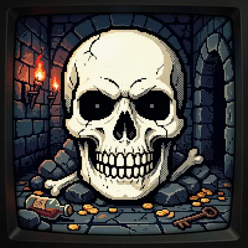 Retro 8-Bit Pixel Art Skull Design