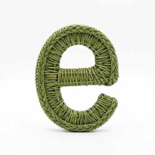 Handcrafted Green Basket Letter 'e' Design