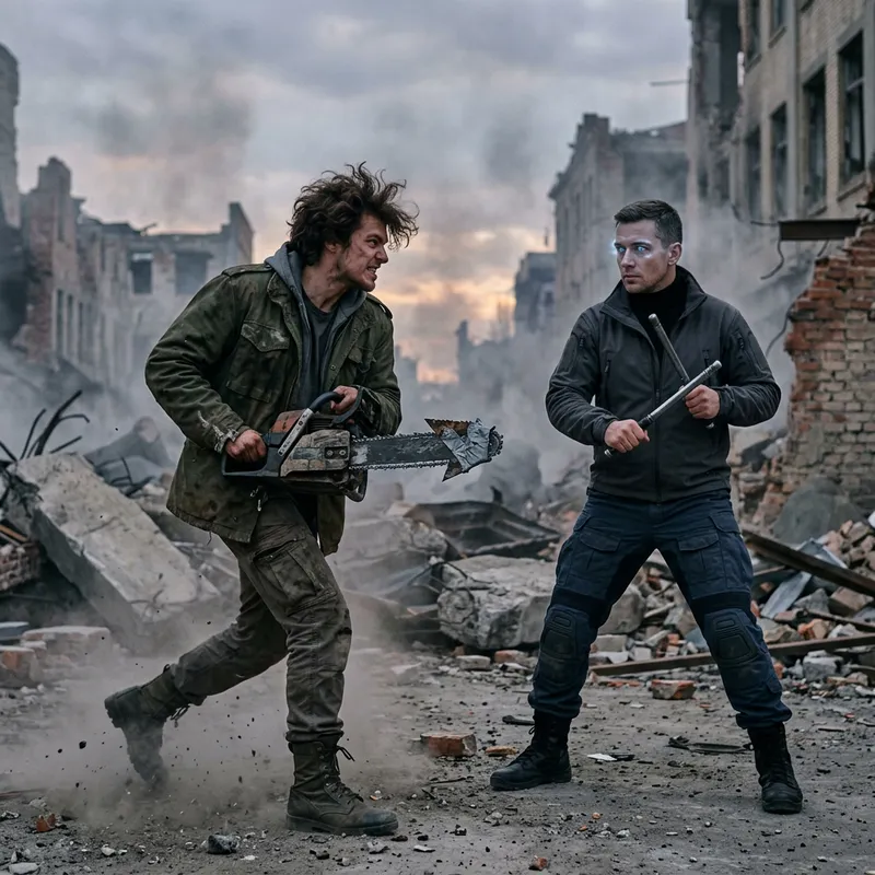 Intense Battle: Denji vs. Satoru Gojo in Modern Ruins