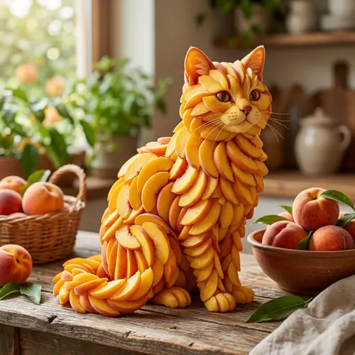 Cat Made of Peaches - A Fruity Feline Creation