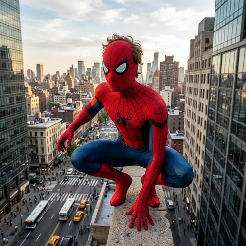 Spider-Man in Action: Iconic Superhero Pose