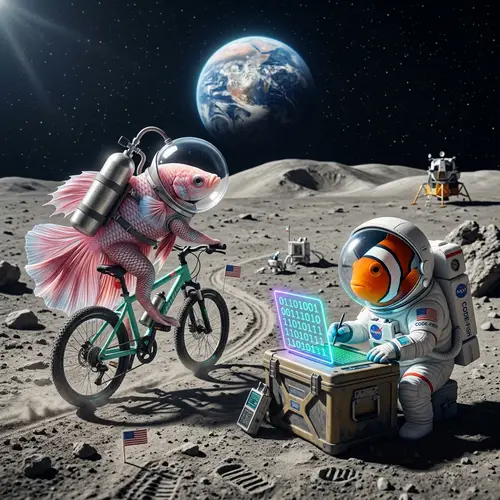 Fascinating Fish Astronauts on Moon's Surface
