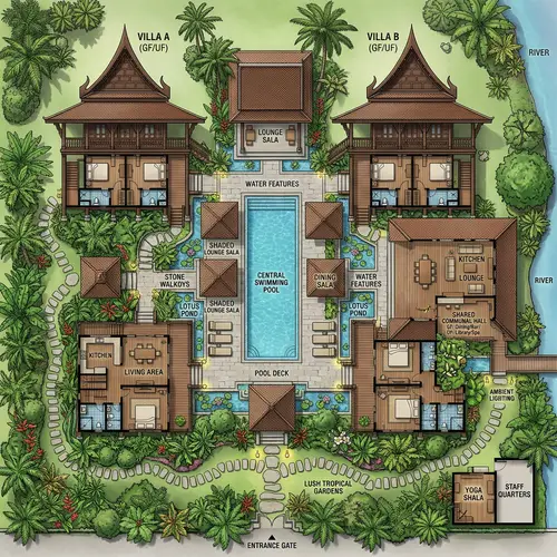 Thai-Inspired Villas | Architectural Plan & Landscaping Design