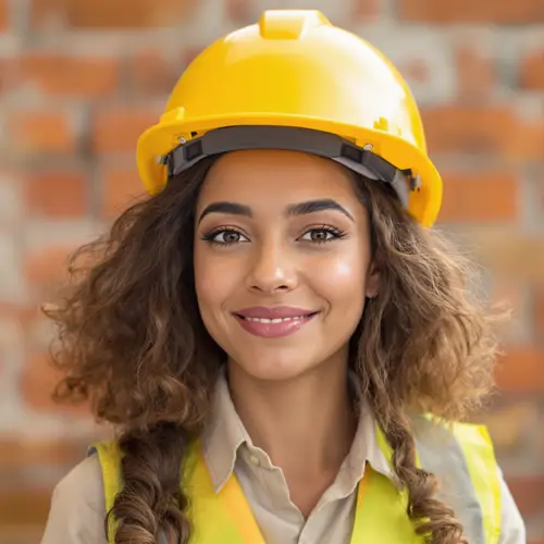 Lady in Yellow Safety Helmet - Mixed Ethnicity