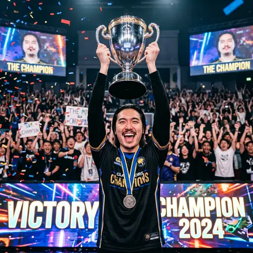 E-Sport Champion Celebrates Victory with Style