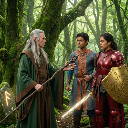 Gray-Haired Elf, Young Man & Paladin Supernatural Encounter