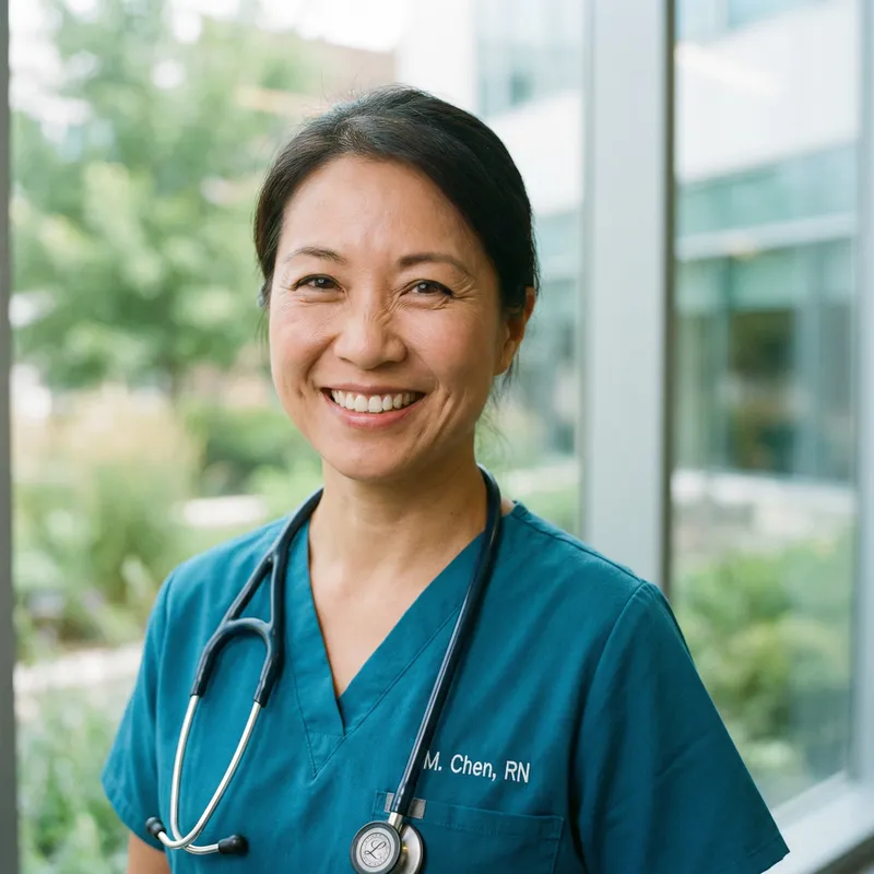 Caring Nurse Headshot in Medical Scrubs Caring Nurse Headshot in Medical Scrubs